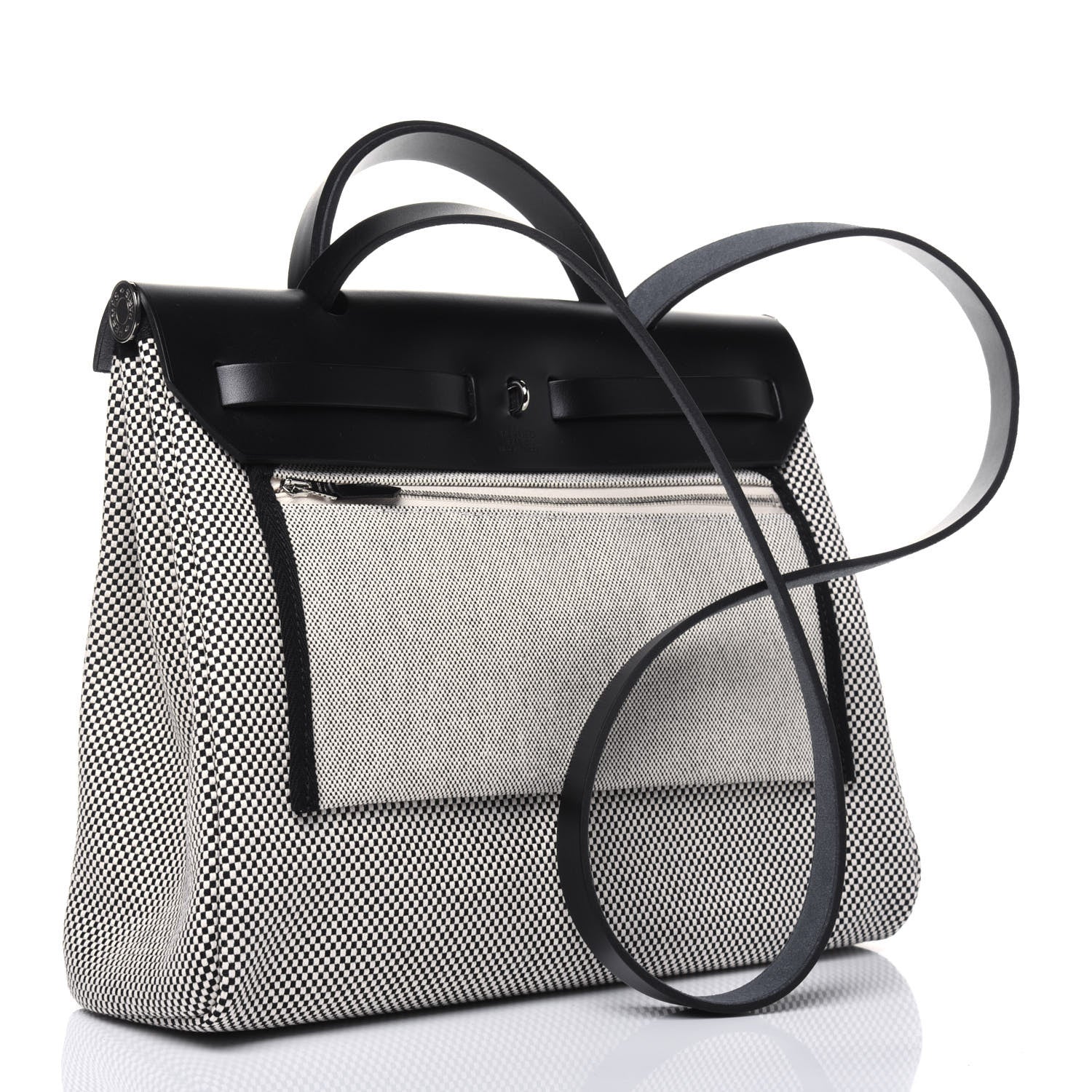 Hermes Vache Hunter Criss Viking Herbag Zip Retourne 31 PM Ecru Black 5 of 15