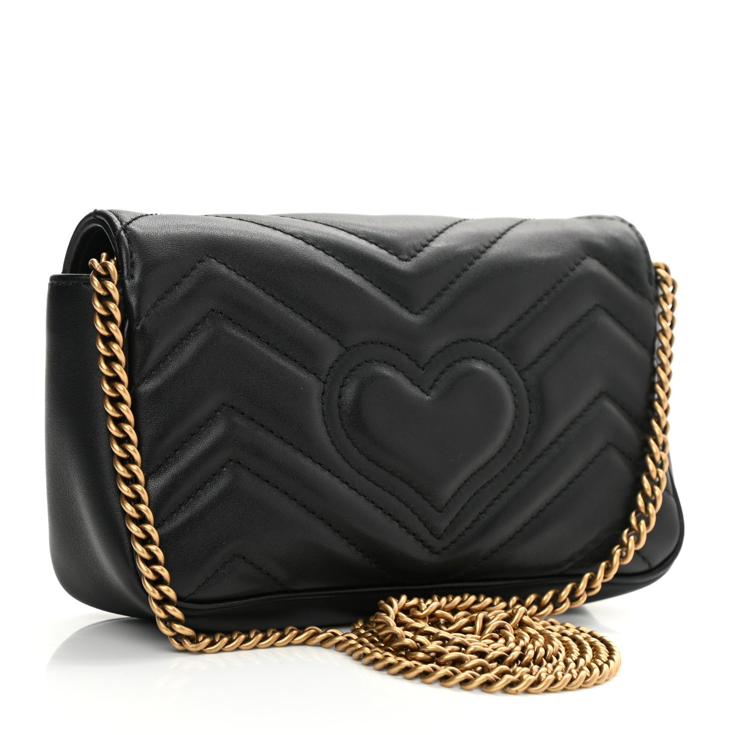 Calfskin Matelasse Super Mini GG Marmont Shoulder Bag Black