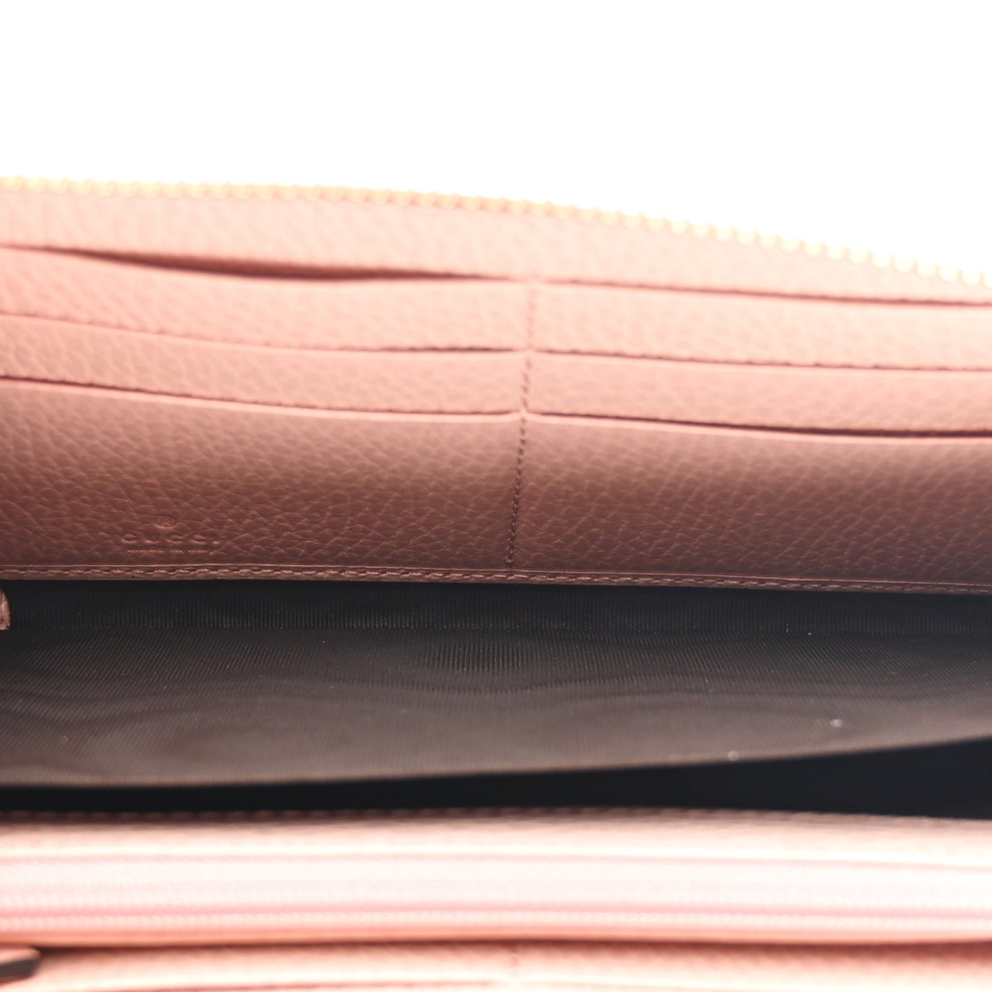 Dollar Calfskin GG Supreme Monogram GG Marmont Zip Around Wallet Light Pink Beige White