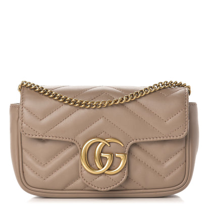 Gucci Calfskin Matelasse Super Mini GG Marmont Shoulder Bag Porcelain Rose 1 of 13