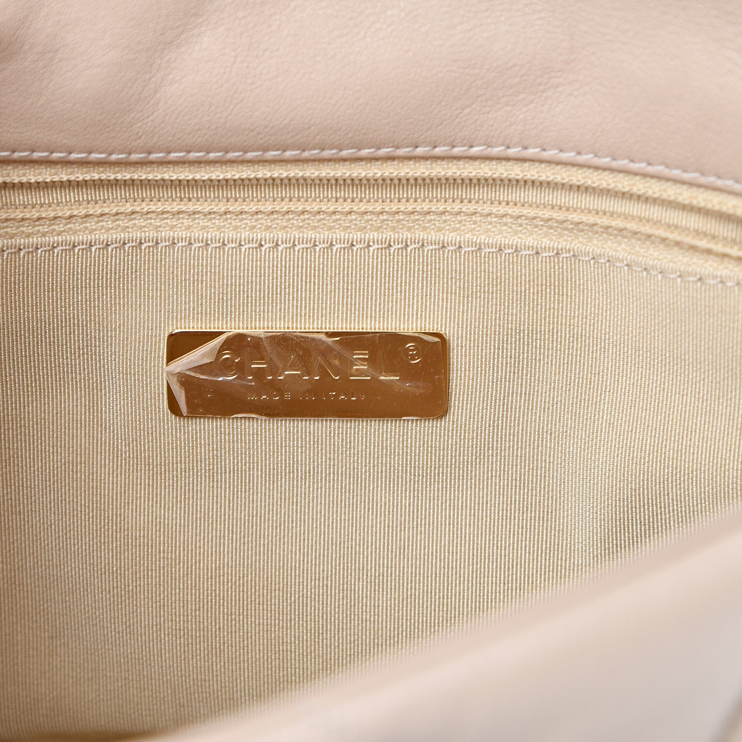 Goatskin Quilted Medium 19 Flap Beige