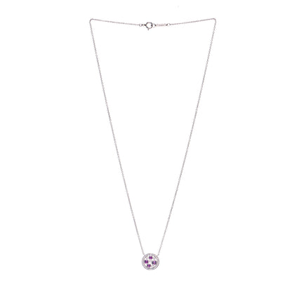 Tiffany Platinum Diamond Pink Sapphire Cobblestone Pendant Necklace 2 of 5