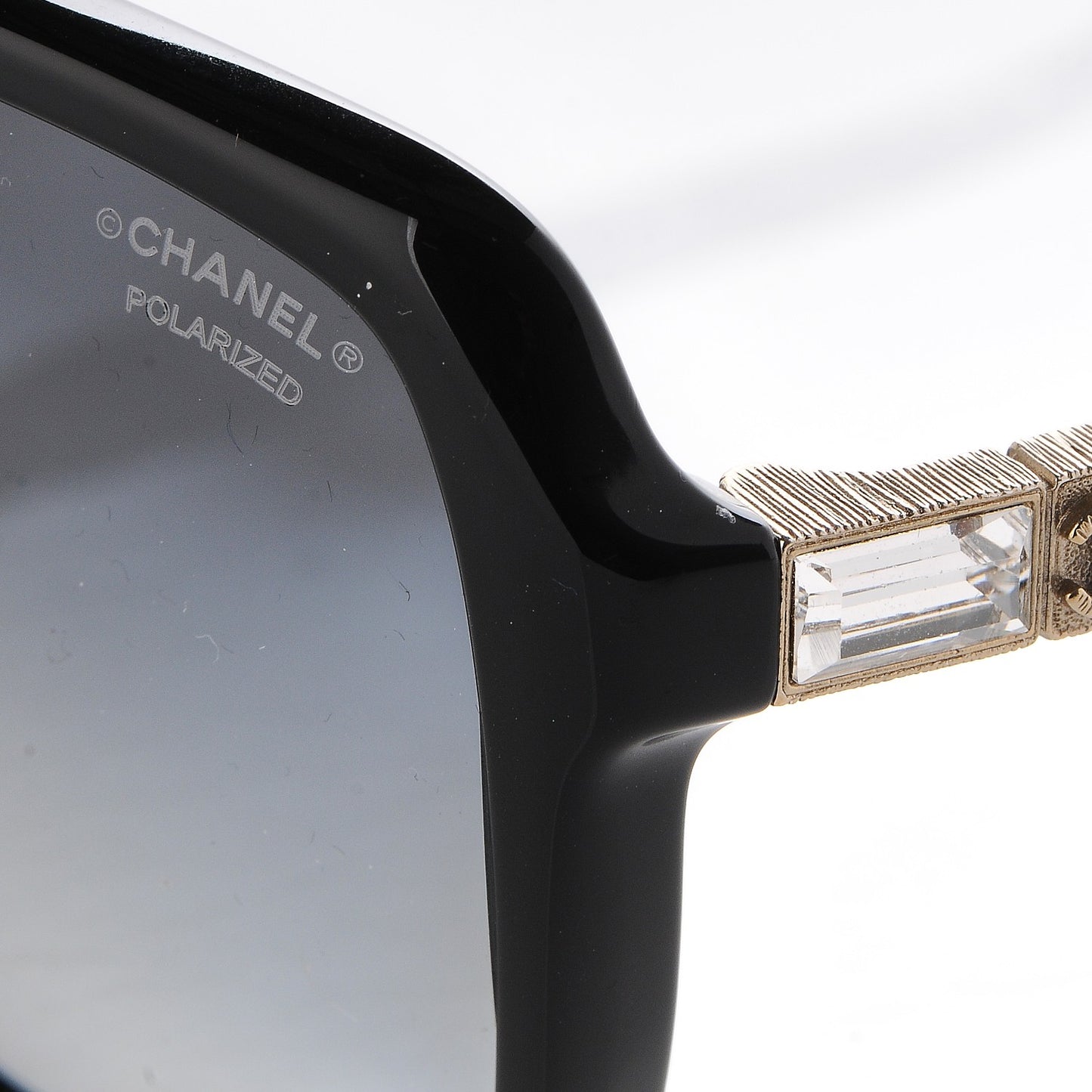 Baguette Crystal Polarized Square Sunglasses 5308-B Black