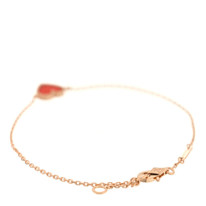 Van Cleef & Arpels 18K Rose Gold Carnelian Sweet Alhambra Heart Bracelet 2 of 4