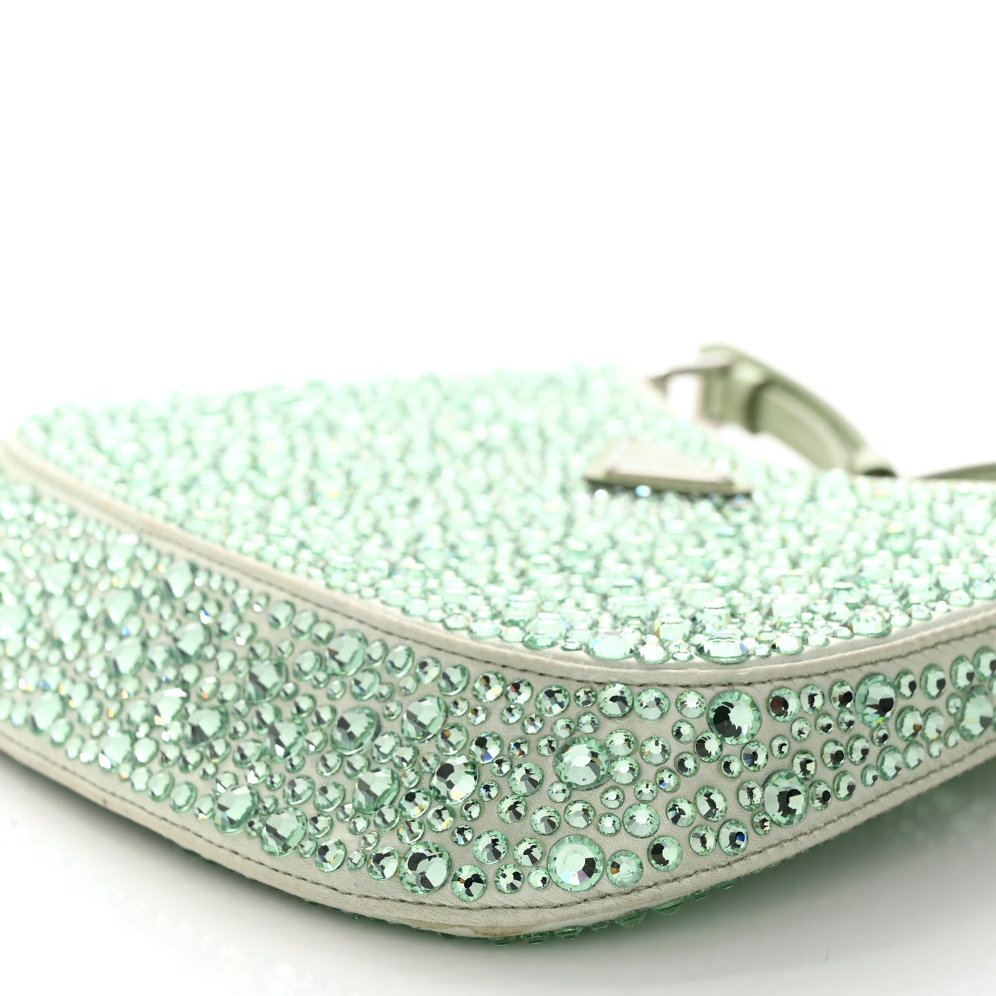 Satin Crystal Cleo Adjustable Strap Shoulder Bag Acqua