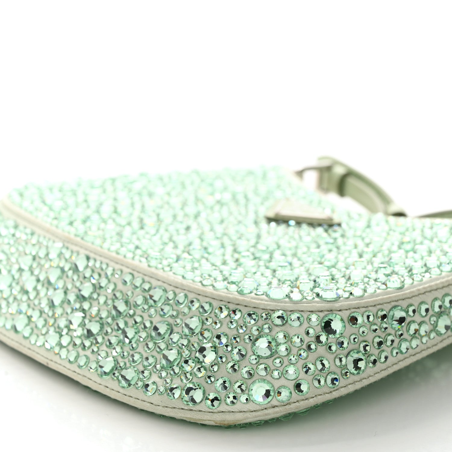 Prada Satin Crystal Cleo Adjustable Strap Shoulder Bag Acqua 10 of 11