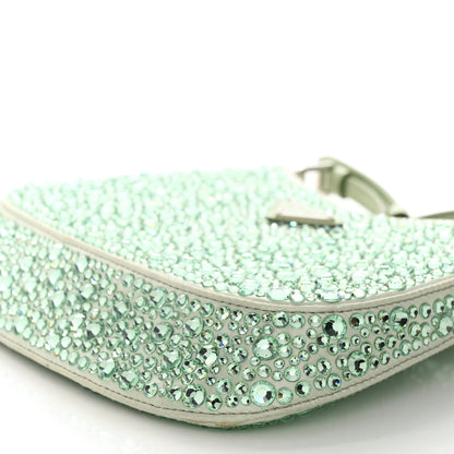 Prada Satin Crystal Cleo Adjustable Strap Shoulder Bag Acqua 10 of 11