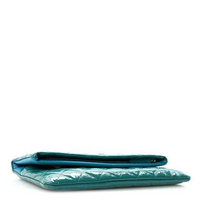 Chanel Patent Calfskin Quilted Beauty CC Clutch Blue 4 of 12