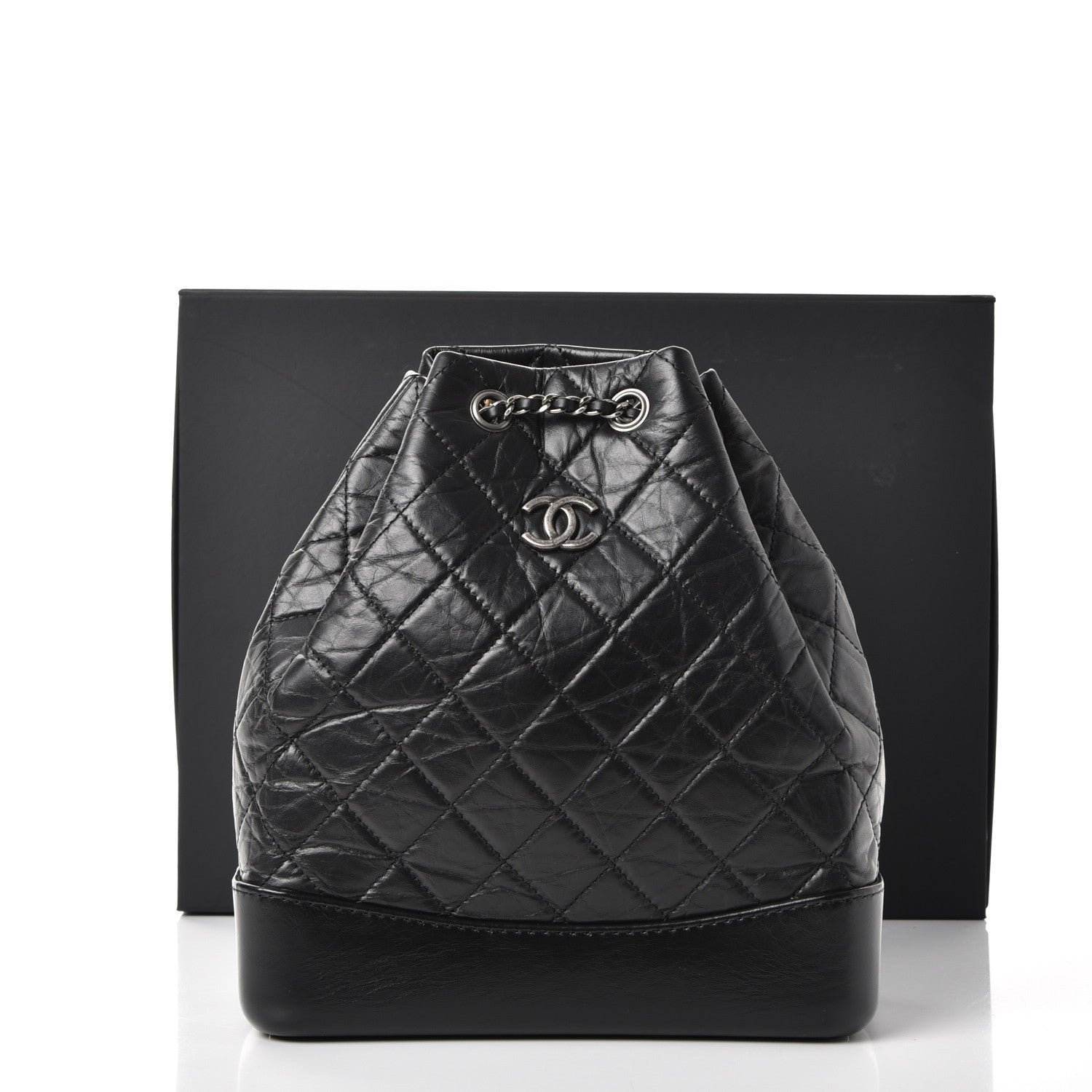 Chanel Aged Calfskin Quilted Gabrielle Backpack Black 8 of 8