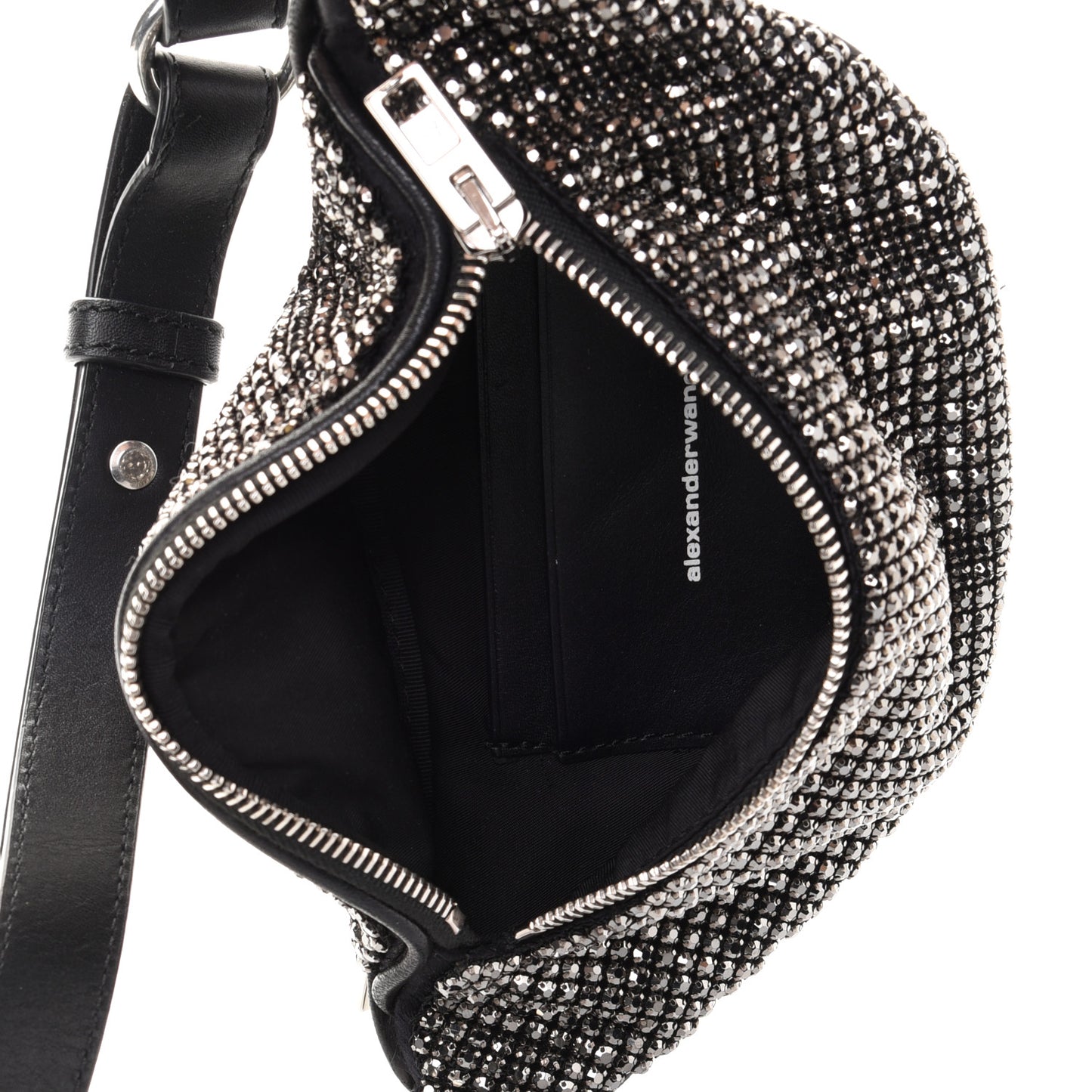 Rhinestone Mesh Mini Attica Belt Bag Black