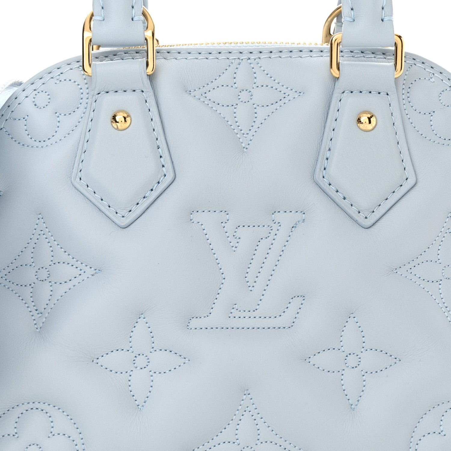 Louis Vuitton Calfskin Bubblegram Alma BB Ice Blue 7 of 9