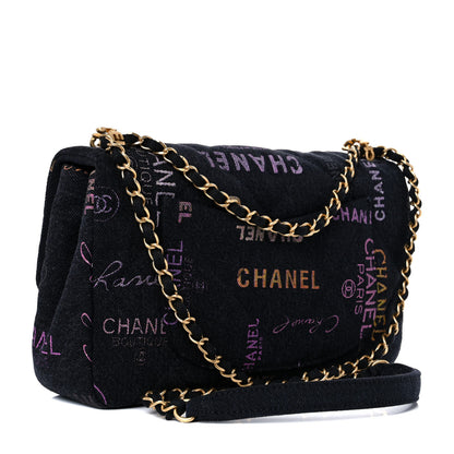 Chanel Denim Quilted Denim Mood Large Flap Black Multicolor 3 of 13