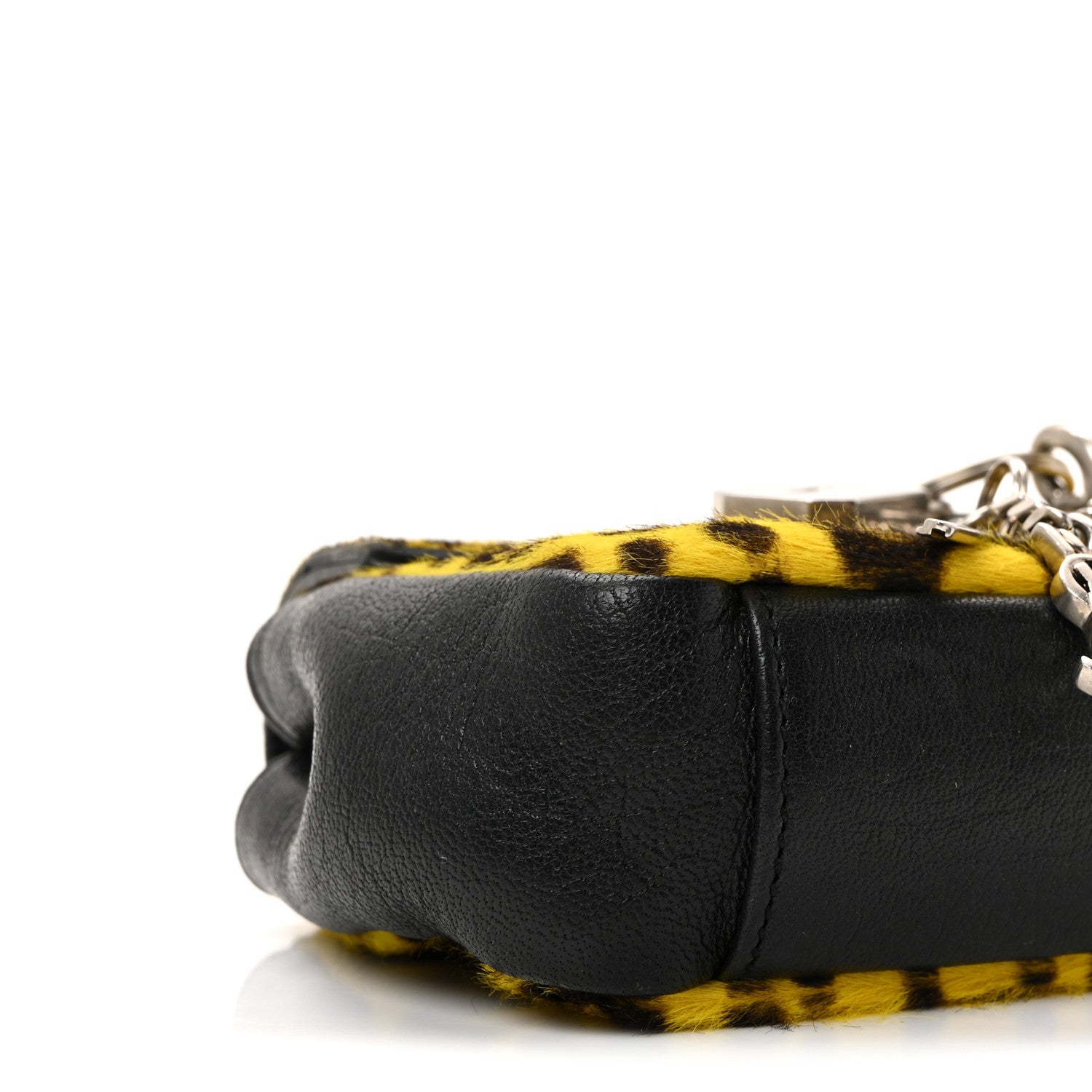 Saint Laurent Pony Hair Calfskin Monogram Leopard Print Baby Punk Chain Bag Yellow 8 of 9