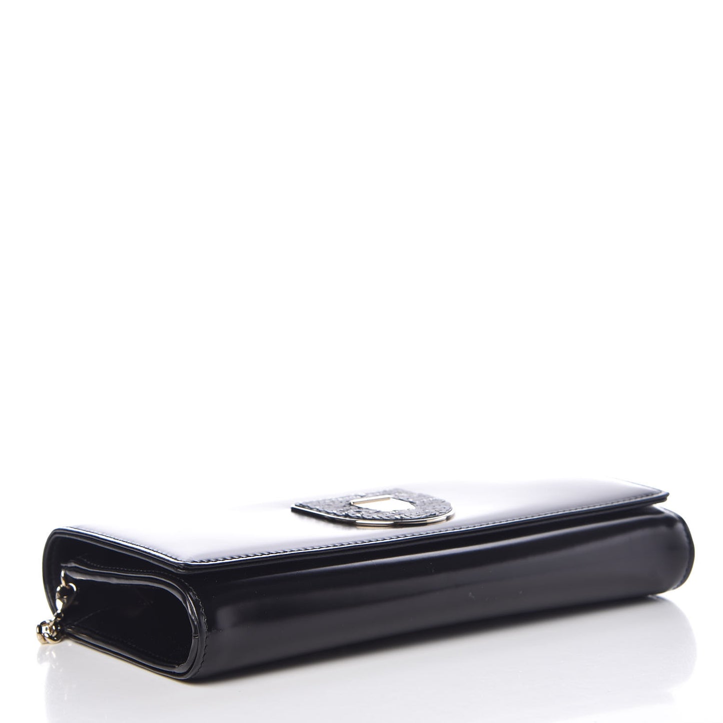 Smooth Calfskin Sequin Large Diorama Club Croisiere Chain Wallet Black