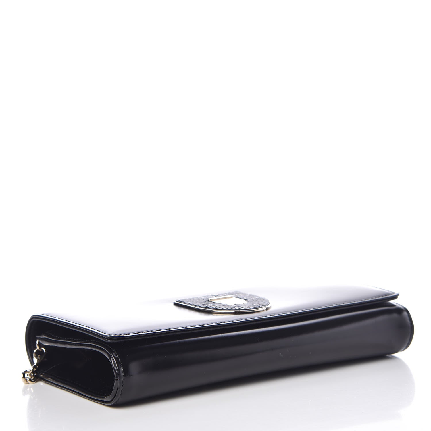 Christian Dior Smooth Calfskin Sequin Large Diorama Club Croisiere Chain Wallet Black 4 of 12