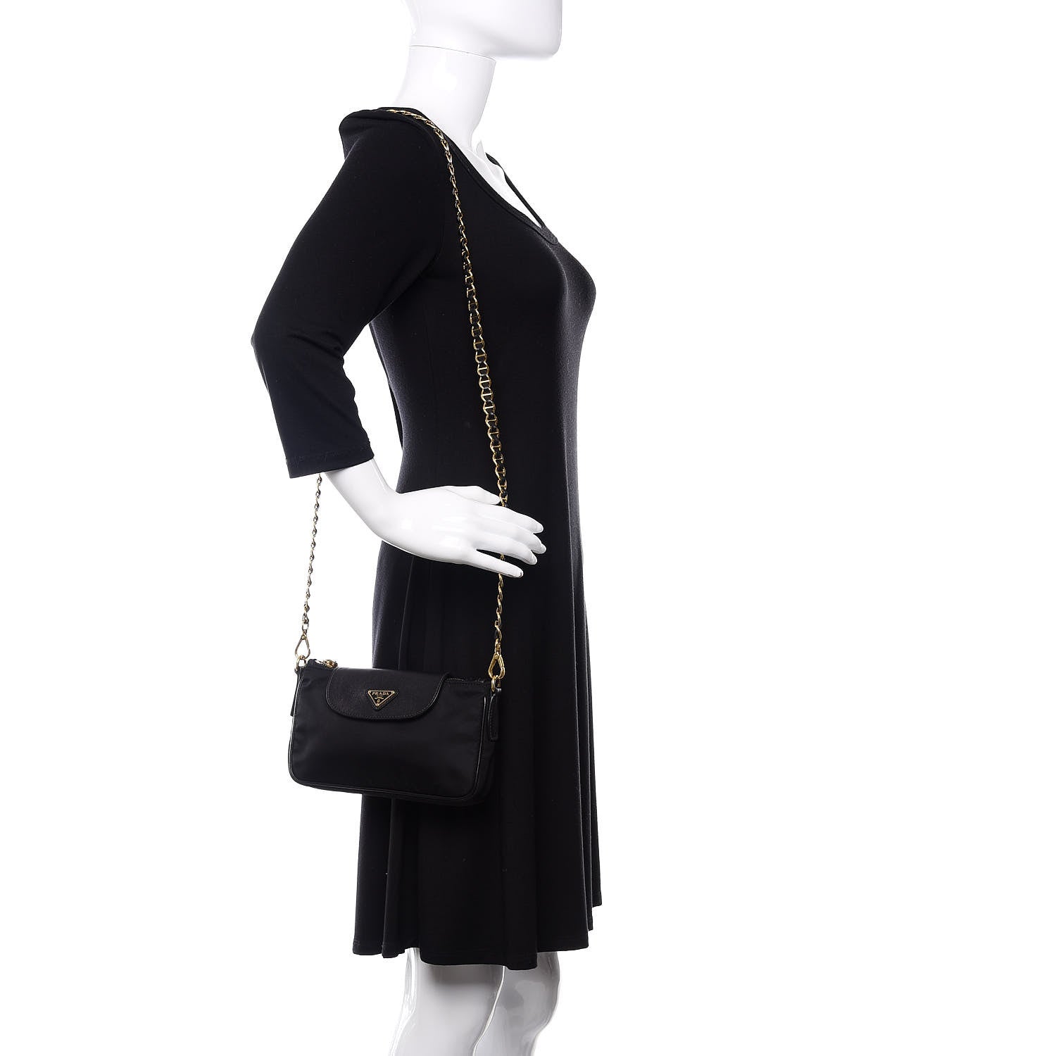 Prada Tessuto Nylon Saffiano Crossbody Bag Black 2 of 11