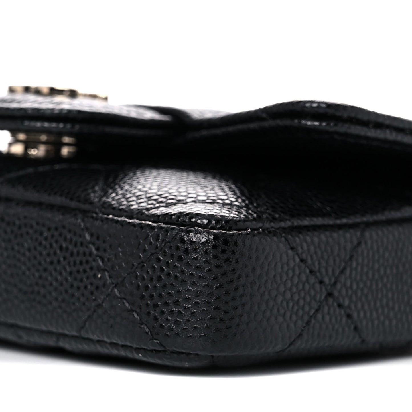 Caviar Quilted Mini Chain Belt Bag Black