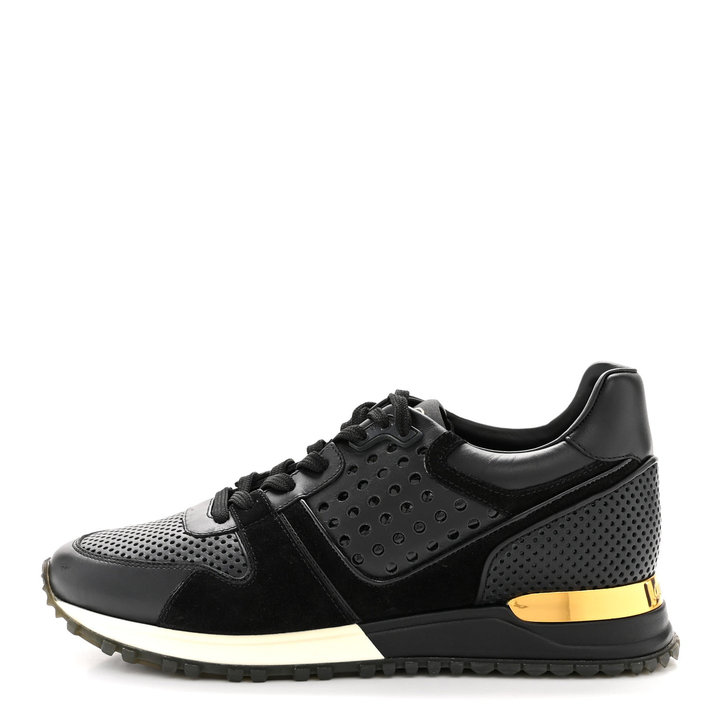 Nubuck Calfskin Perforated Run Away Sneakers 37 Black