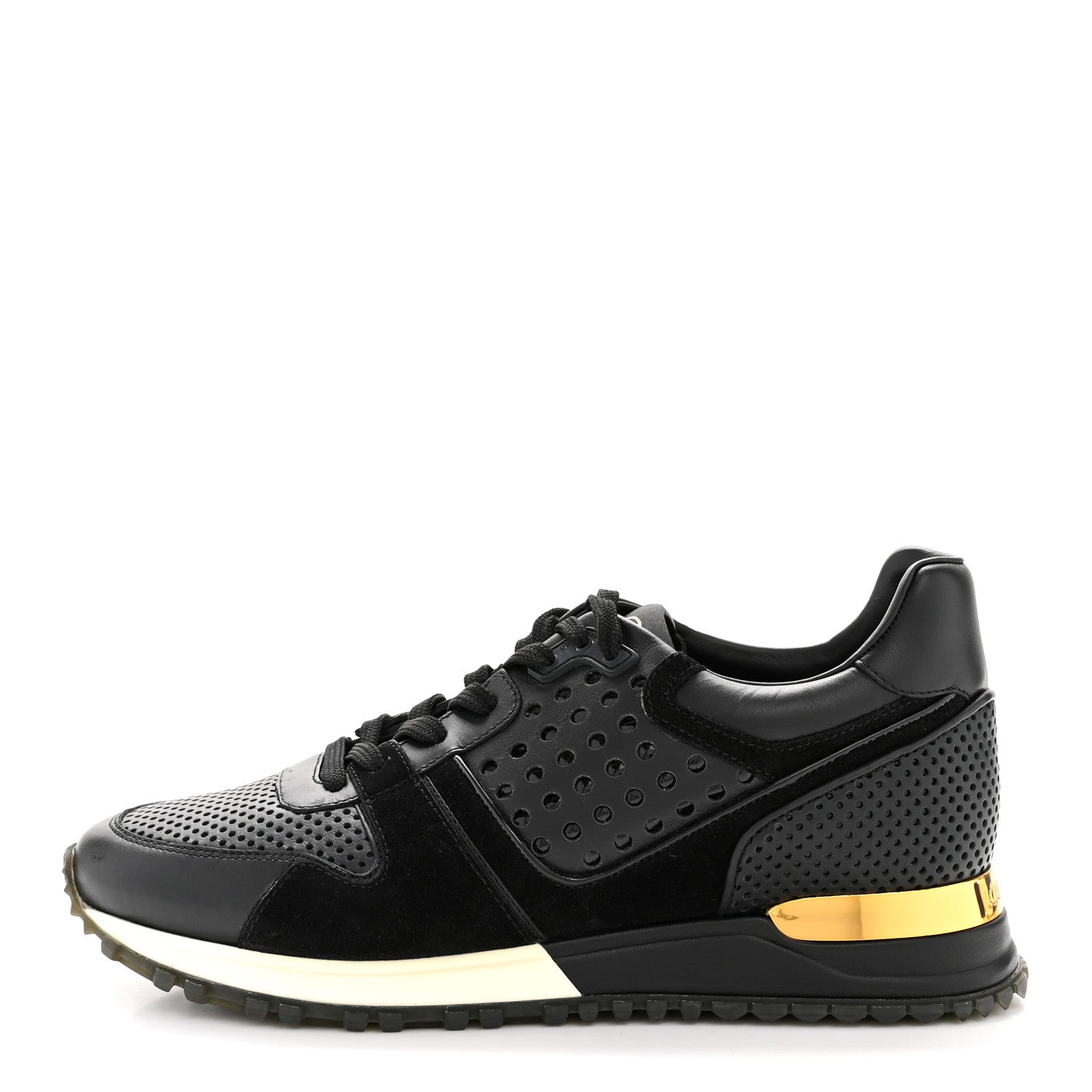 Louis Vuitton Nubuck Calfskin Perforated Run Away Sneakers 37 Black 1 of 10