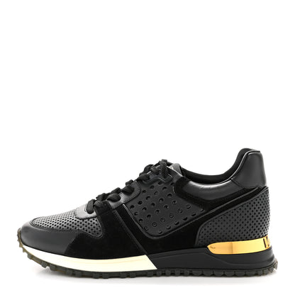 Louis Vuitton Nubuck Calfskin Perforated Run Away Sneakers 37 Black 1 of 10