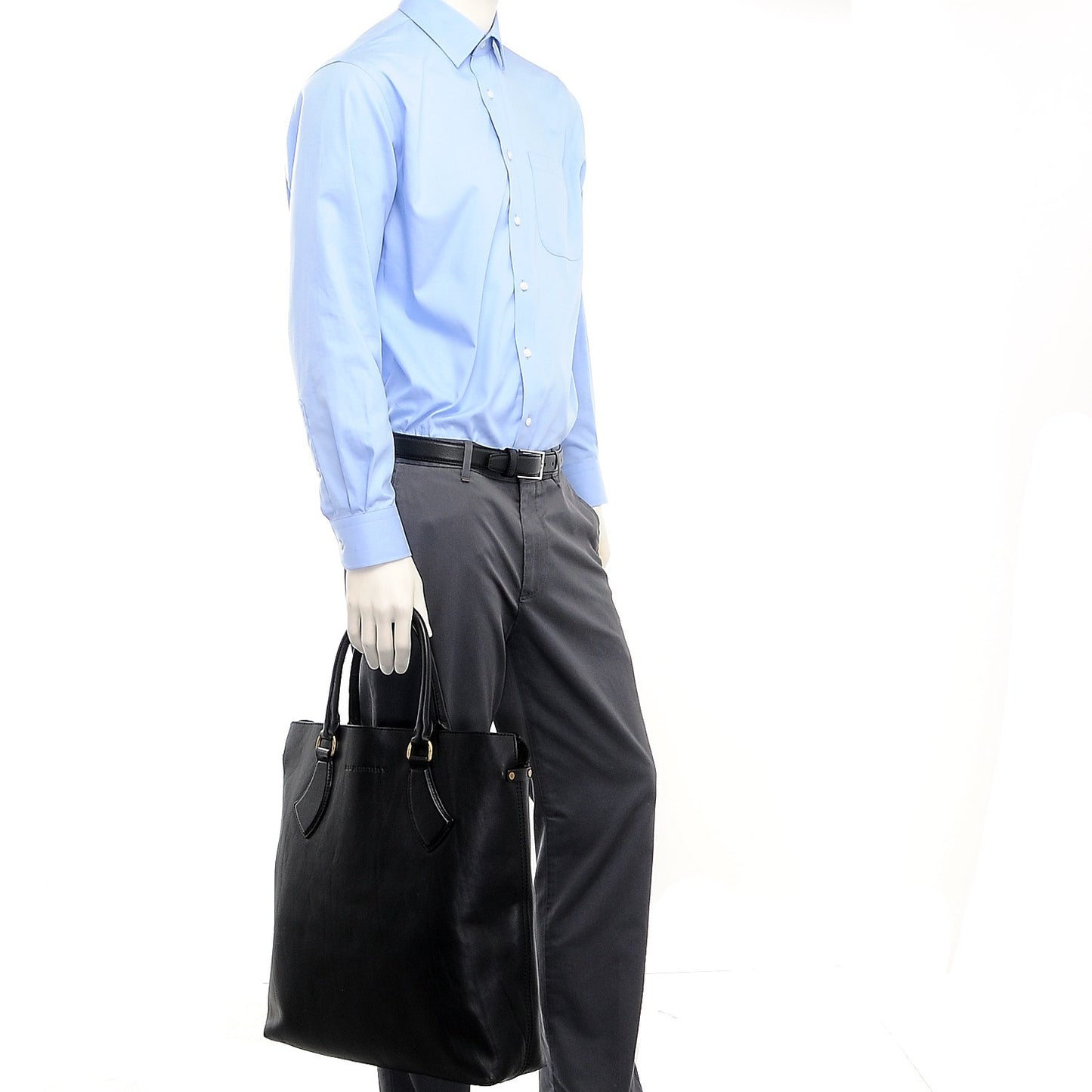 Calfskin Small Mens Tote Black