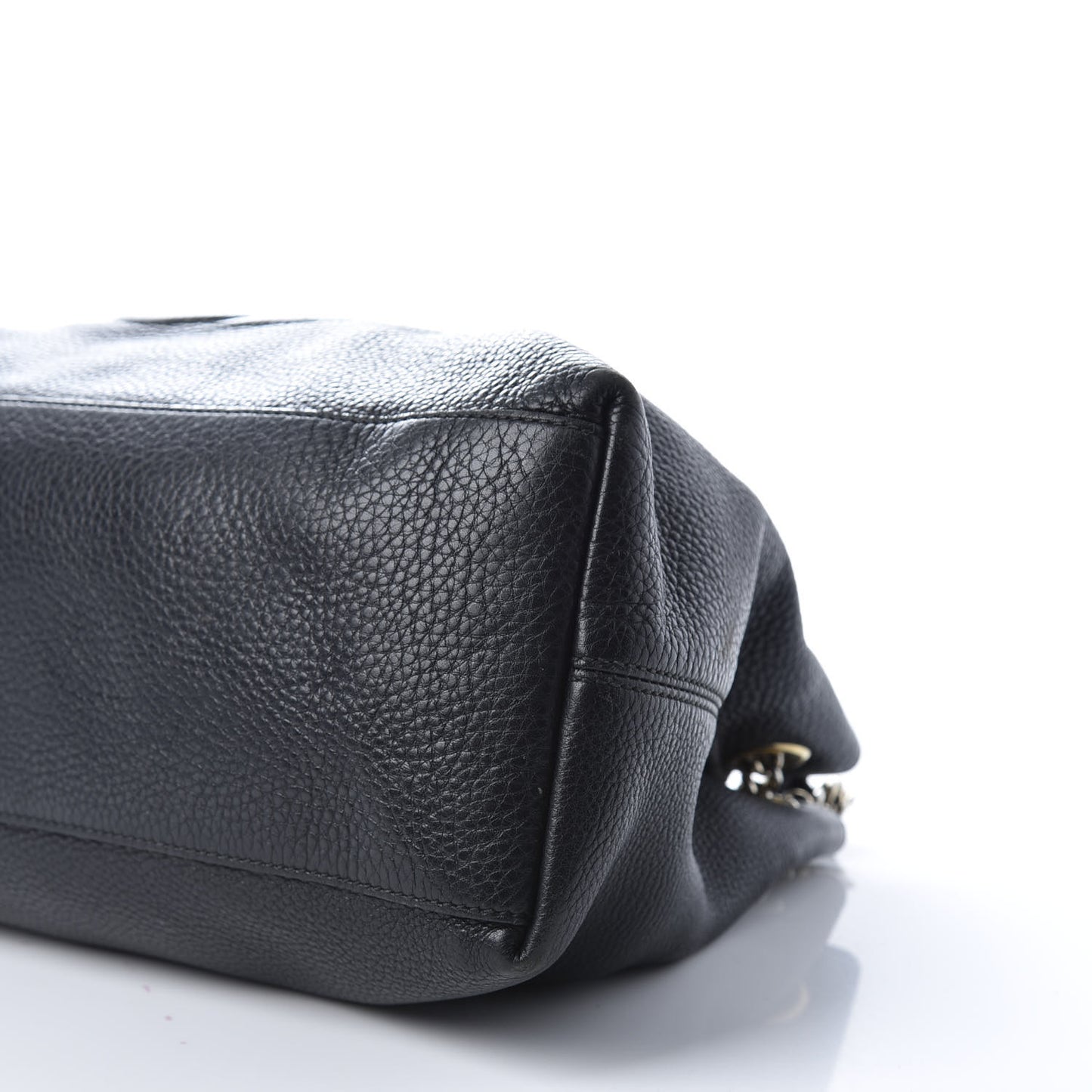 Pebbled Calfskin Medium Soho Chain Shoulder Bag Black