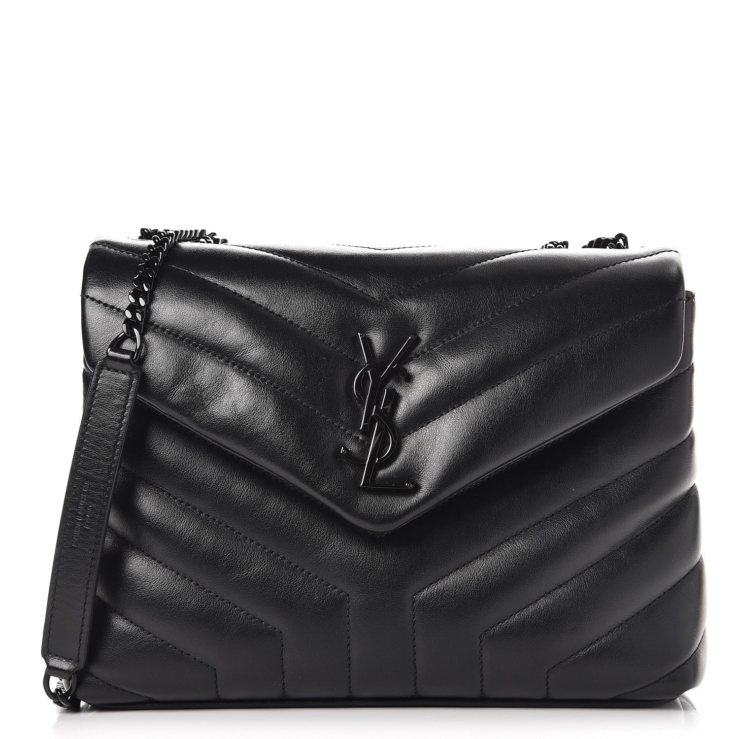 Saint Laurent Calfskin Y Quilted Monogram Small Loulou Chain Satchel Black 1 of 9