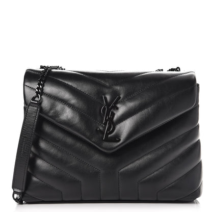 Saint Laurent Calfskin Y Quilted Monogram Small Loulou Chain Satchel Black 1 of 9