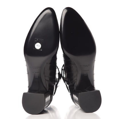 Saint Laurent Shiny Eel Joplin Buckle Booties 36 Black 5 of 9