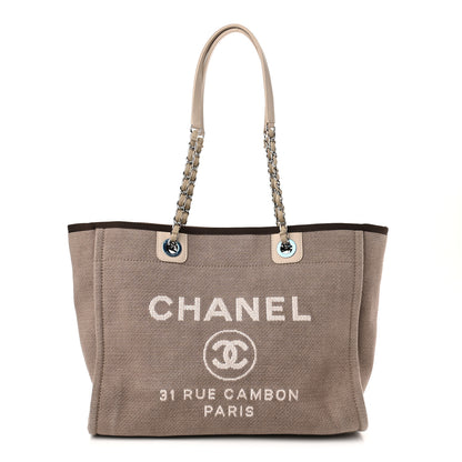 Chanel Canvas Small Deauville Tote Beige Brown 1 of 9