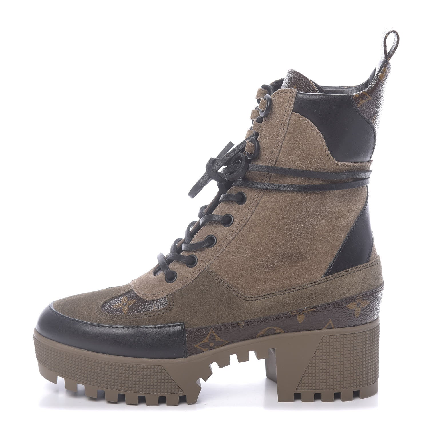 Louis Vuitton Suede Calfskin Monogram Laureate Platform Desert Boots 36 Taupe 1 of 9