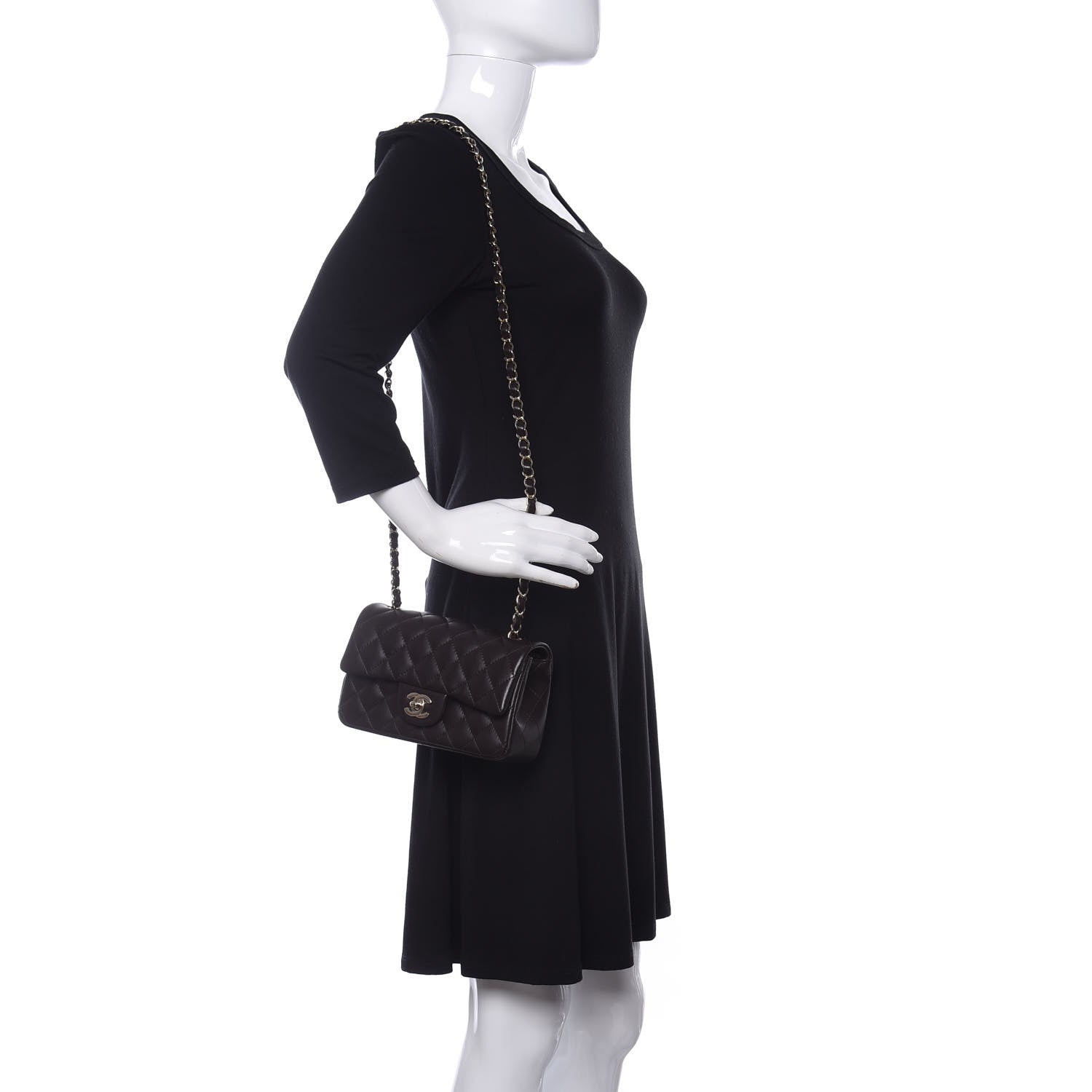 Chanel Lambskin Quilted Mini Rectangular Flap Dark Brown 2 of 11