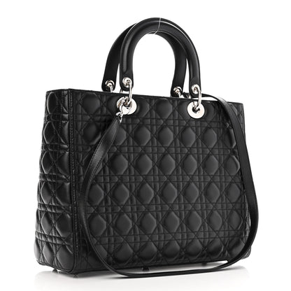 Christian Dior Lambskin Cannage Large Lady Dior Black 3 of 9