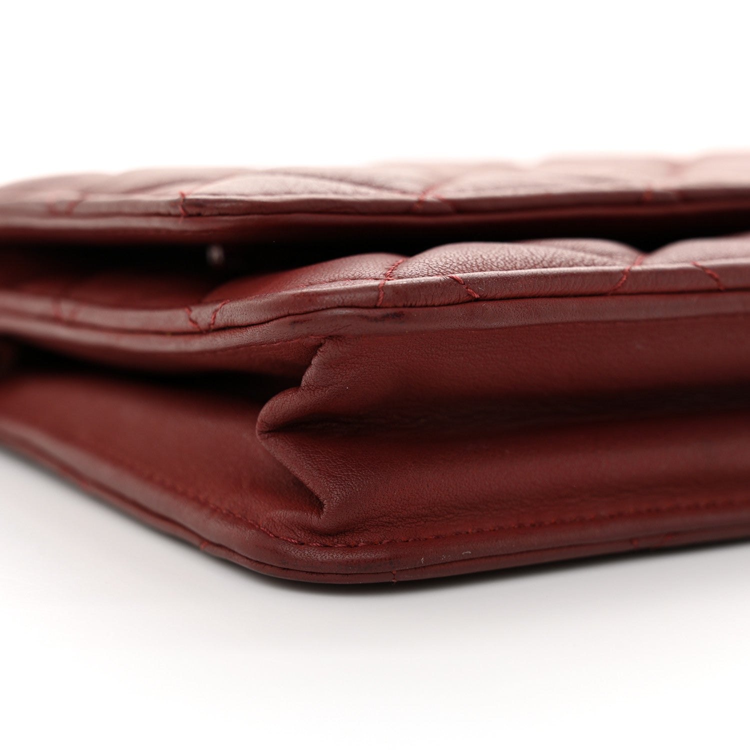 Chanel Aged Calfskin Quilted Wallet On Chain WOC Burgundy 10 of 15