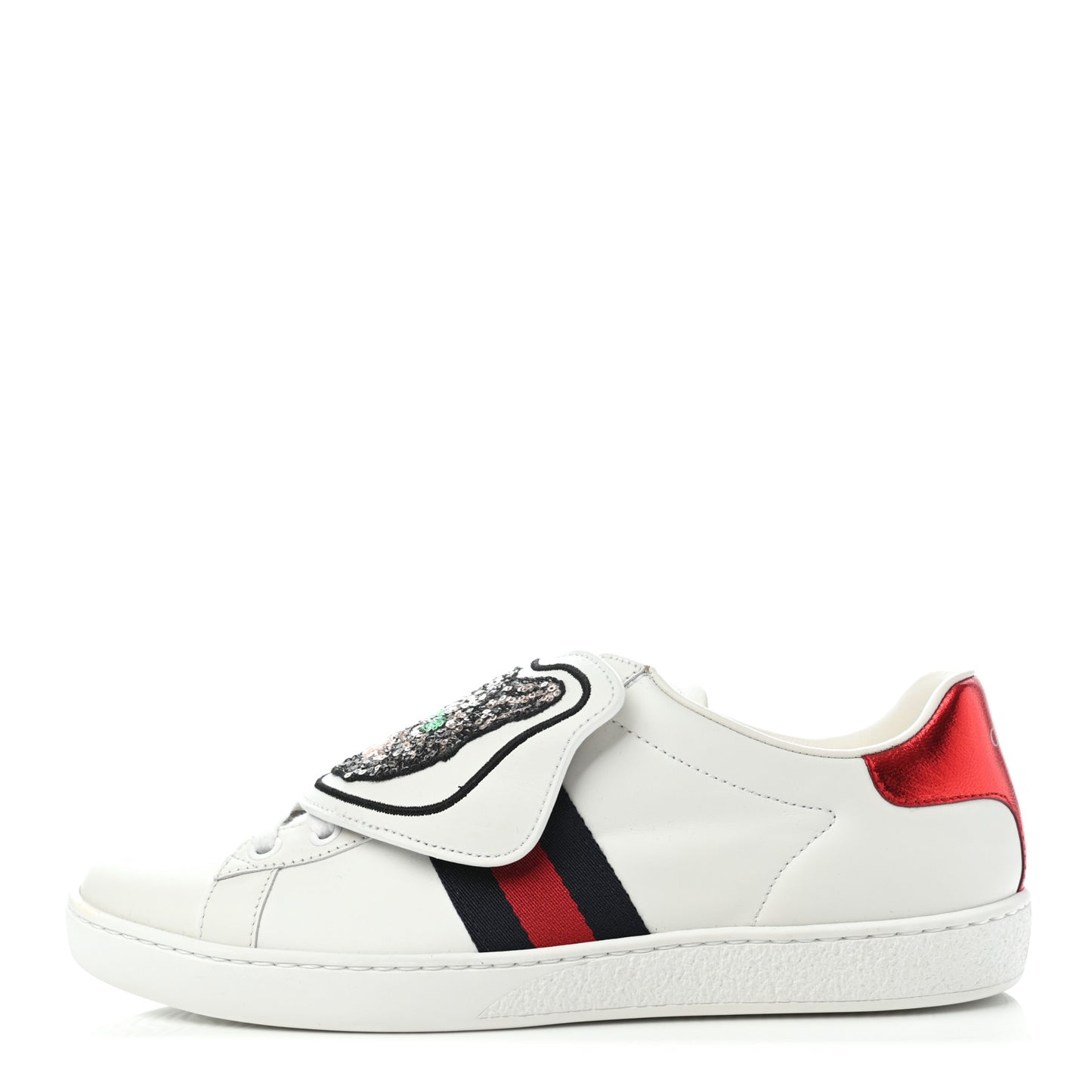 Calfskin Sequins Web Cat Womens Ace Sneakers 38 White