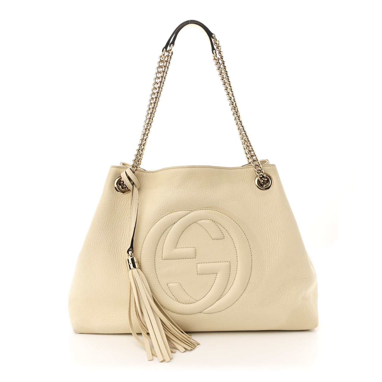 Gucci Pebbled Calfskin Medium Soho Chain Shoulder Bag Off White 1 of 11