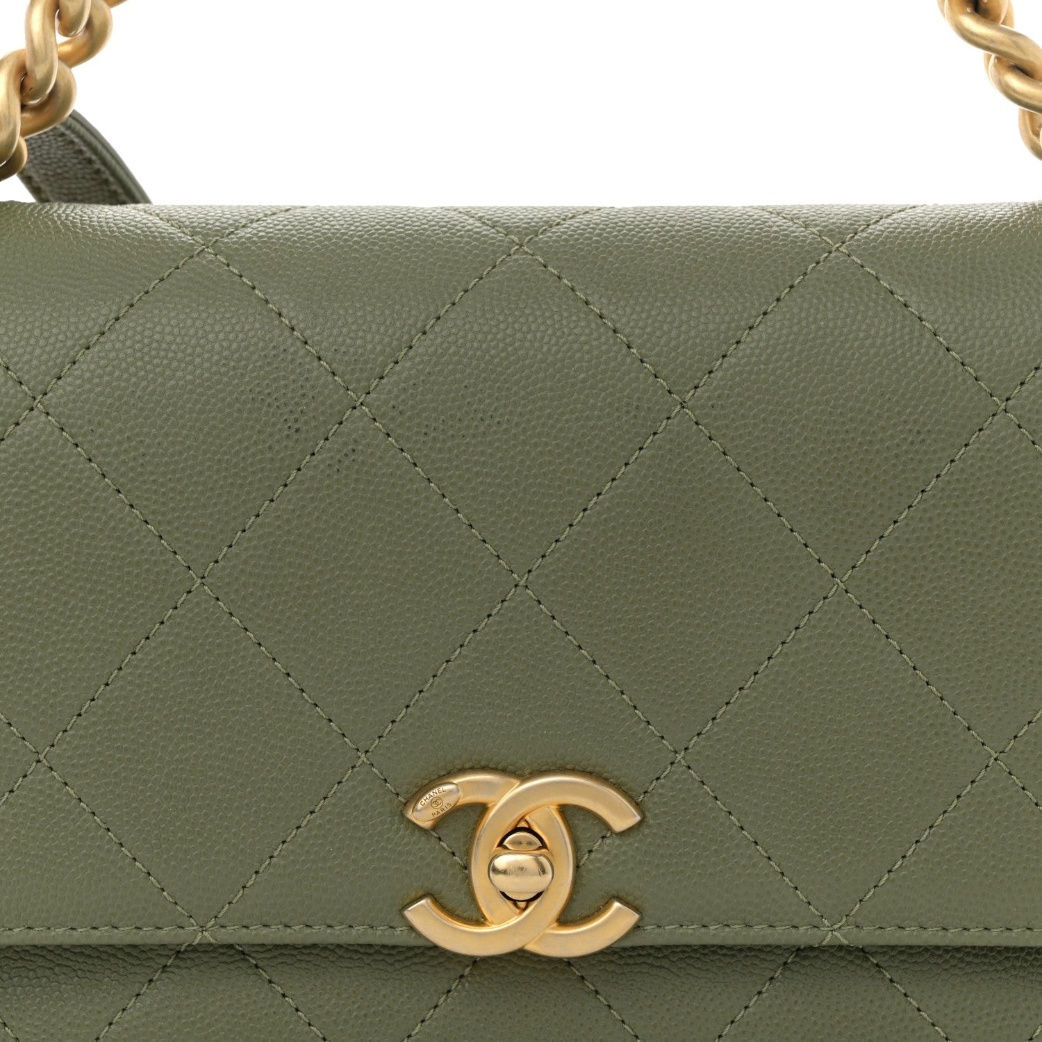 Chanel Caviar Quilted Mini Bracelet On Chain Flap Green 8 of 13