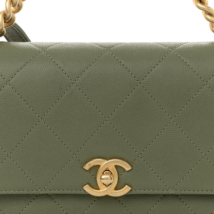 Chanel Caviar Quilted Mini Bracelet On Chain Flap Green 8 of 13