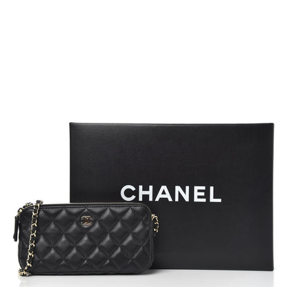 Chanel Lambskin Quilted Small Clutch With Chain Black 12 of 12