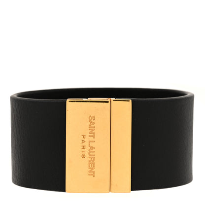 Saint Laurent Calfskin ID Cuff Bracelet S Black 1 of 5