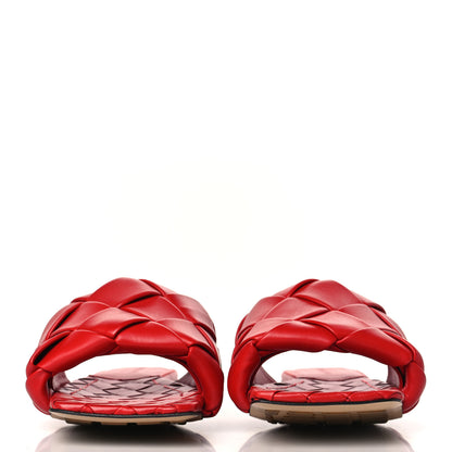 Bottega Veneta Nappa Maxi Intrecciato Lido Flat Sandals 37.5 Bright Red 2 of 8