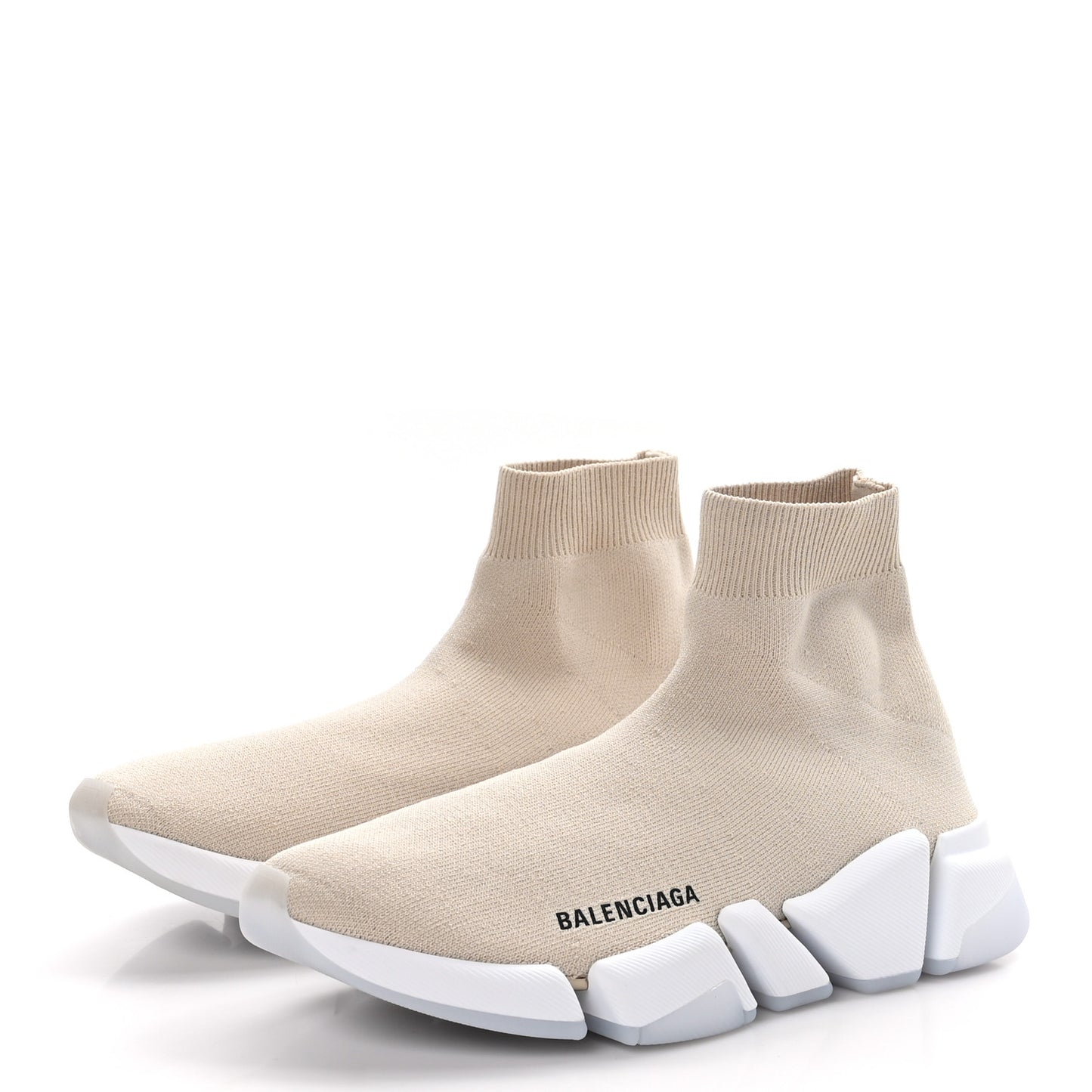 Technical 3D Recycled Knit Bi-Color Womens Speed 2.0 Transparent Sole Sneakers 38 38 Light Beige White