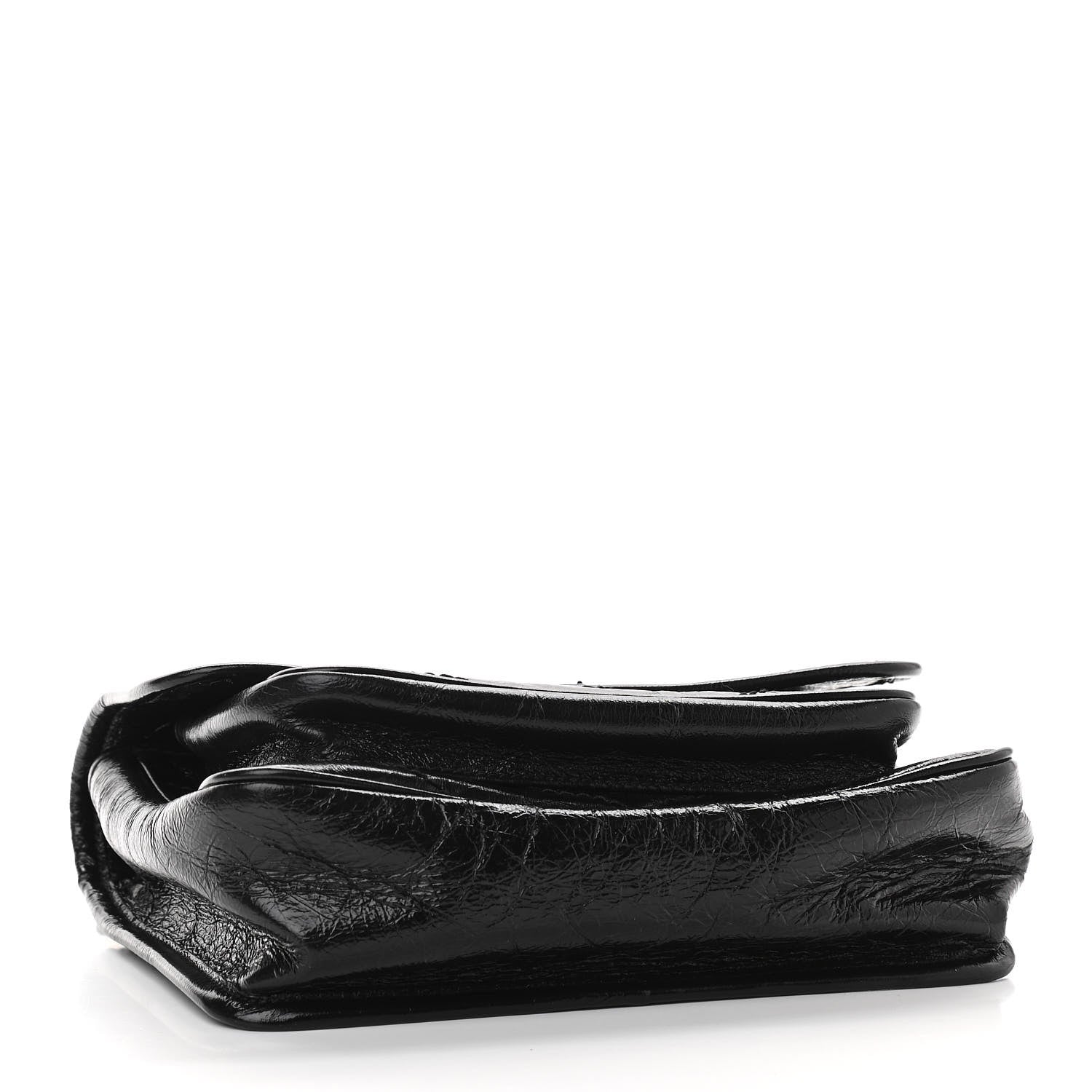 Saint Laurent Crinkled Calfskin Matelasse Monogram Baby Niki Chain Satchel Black 3 of 8