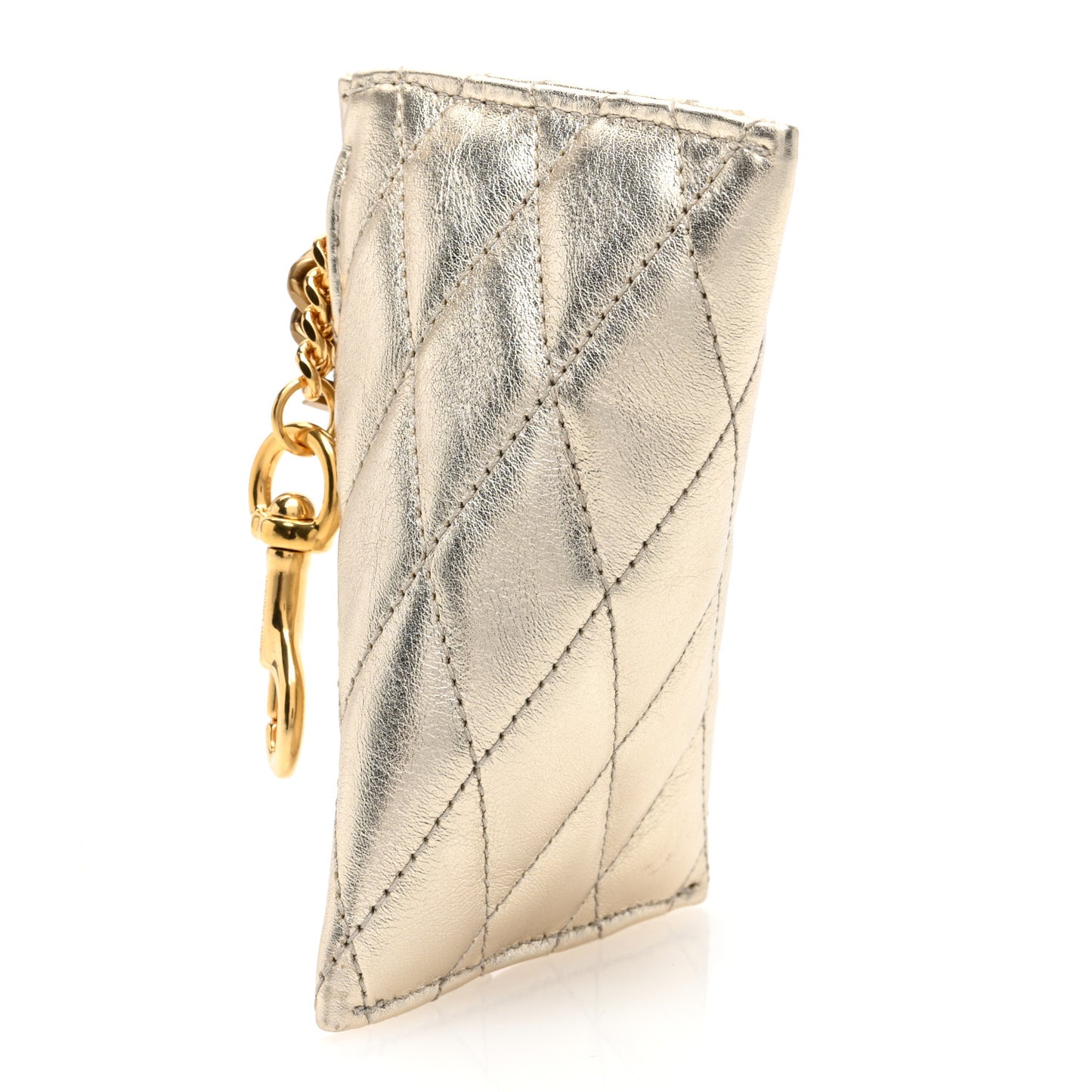Metallic Calfskin Berlingo Bag Charm Platino