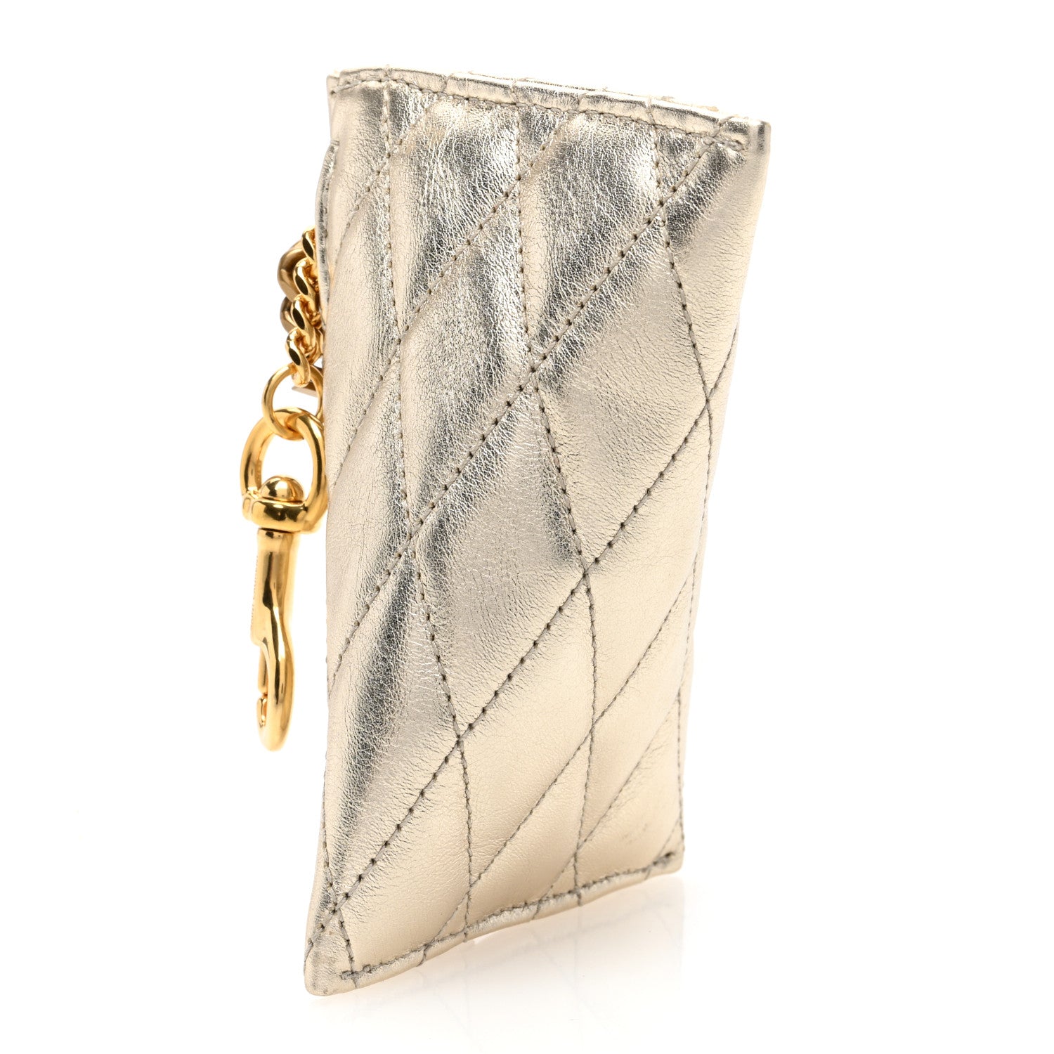 Saint Laurent Metallic Calfskin Berlingo Bag Charm Platino 3 of 6