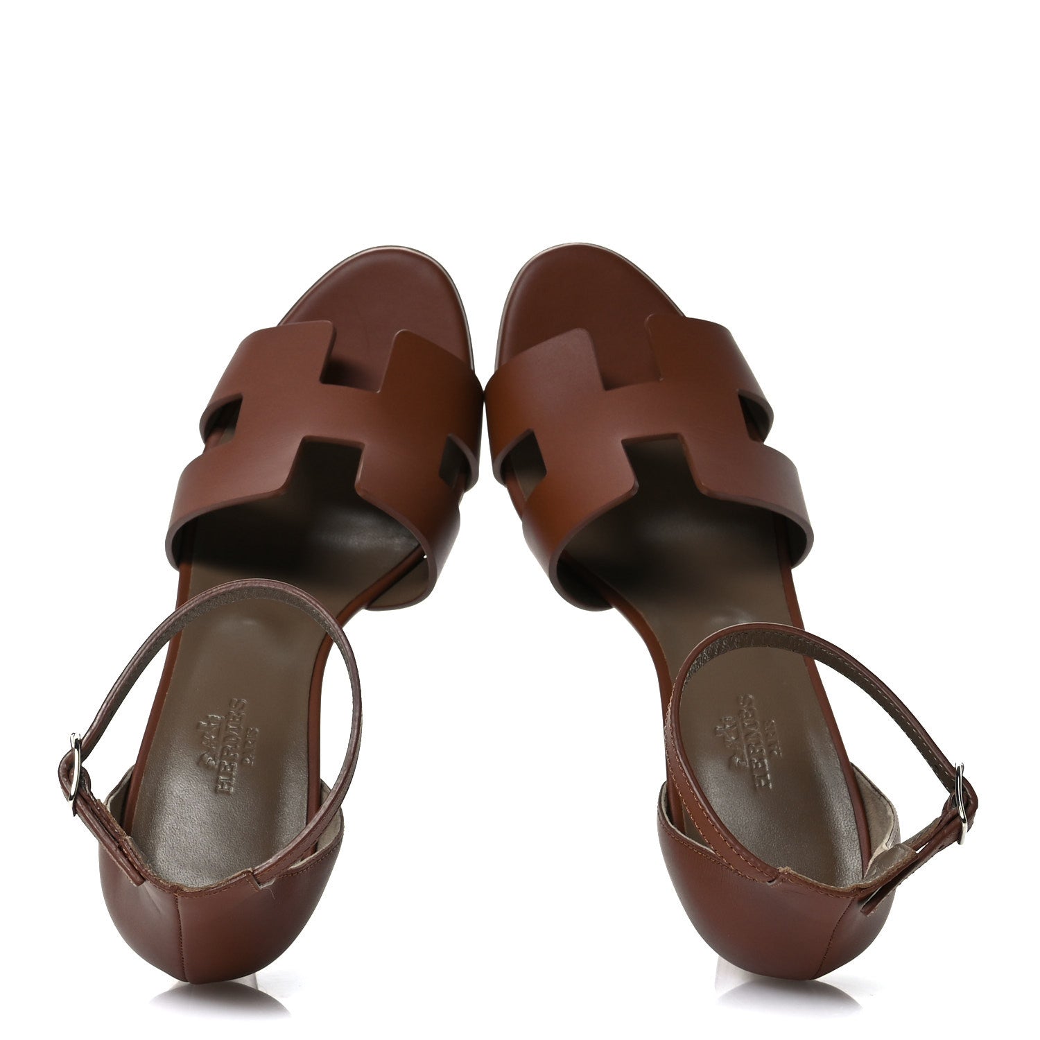 Hermes Calfskin Legend Wedge Sandals 36.5 Gold 2 of 10
