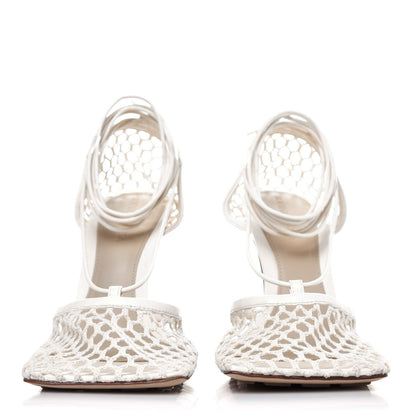 Bottega Veneta Mesh Nappa Stretch Ankle Tie Sandals 38 White 3 of 16
