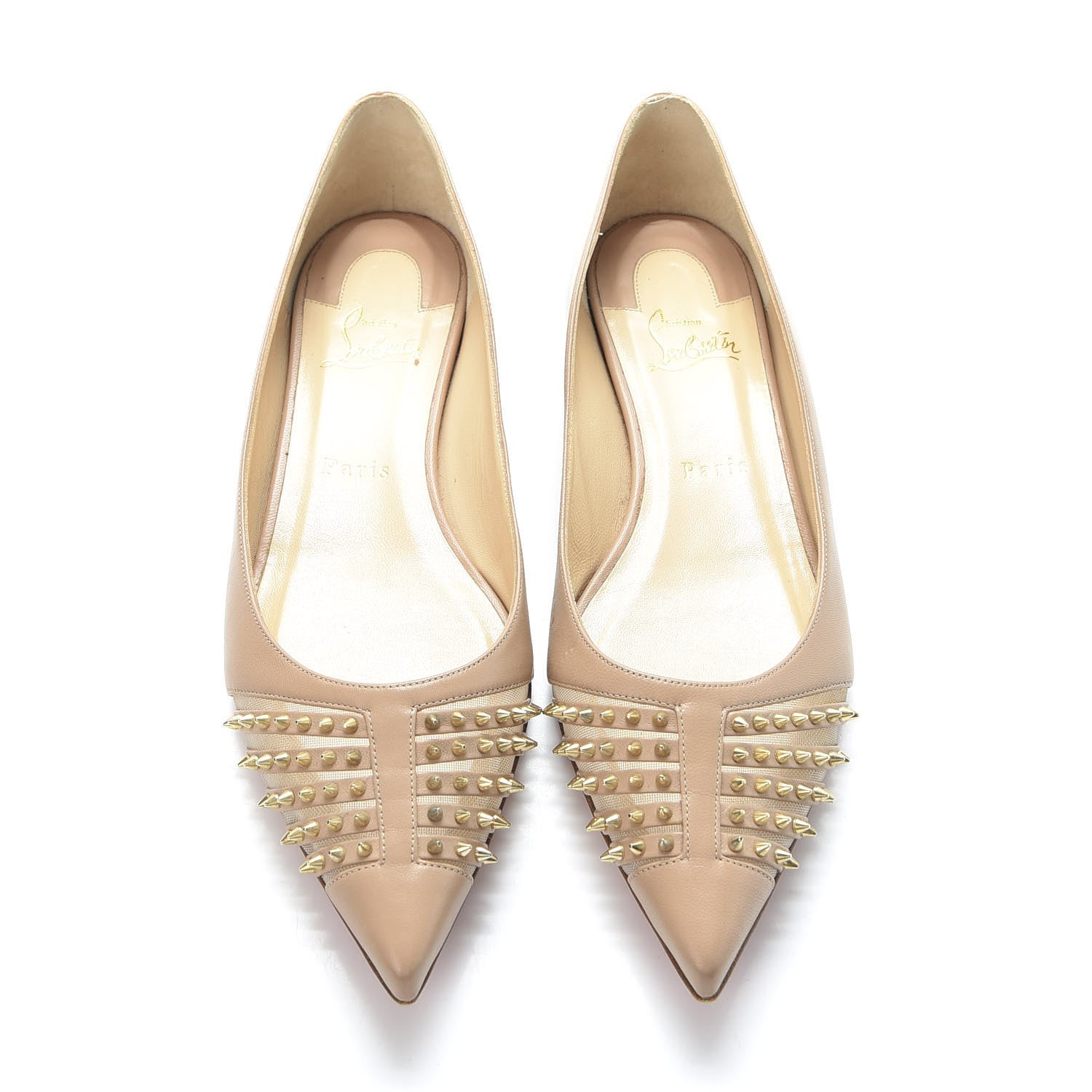 Christian Louboutin Kid Bareta Flats 39 Nude Light Gold 5 of 9
