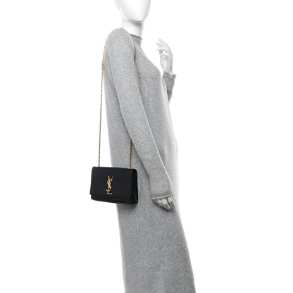 Saint Laurent Grain De Poudre Small Monogram Kate Satchel Black 2 of 13