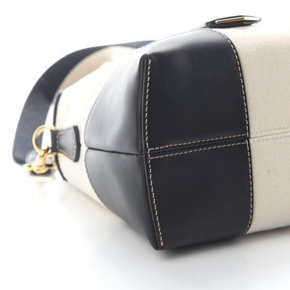 Fendi Canvas Vitello King Logo Embroidered Medium By The Way Boston Bag Grezzo Black 8 of 9